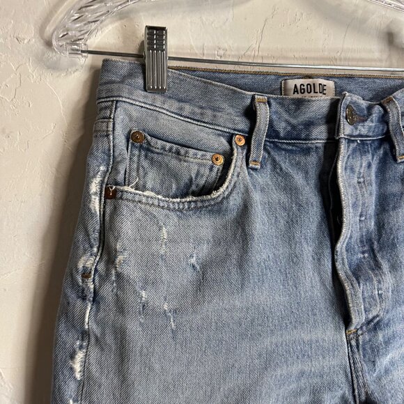 Agolde Womens Cotton Denim Button Up Cut Off Hem Parker Jean Shorts Blue 27 - Picture 5 of 11